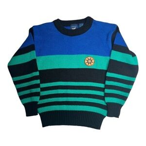 Eagle Point 90s Vintage Nautical Green/Blue Striped Sweater Sz S 8-10